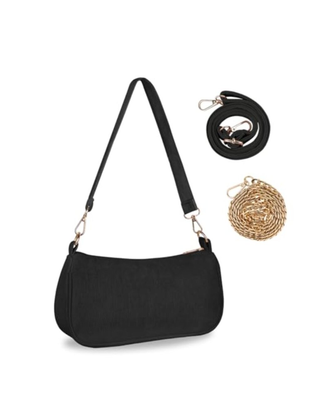 Corduroy Small Shoulder Hobo Bag Clutch Purse Crossbody Removable Straps